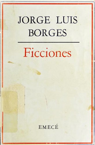 Cover of the Emece Editores Spanish-language edition of Ficciones by Jorge Luis Borges, cream background with a thin red border and minimal serif typography